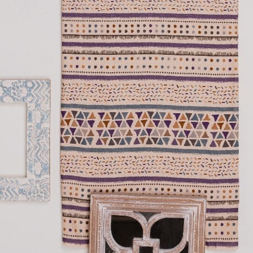 Khadi Cotton Printed Fabric – Geometrical – Multicolor