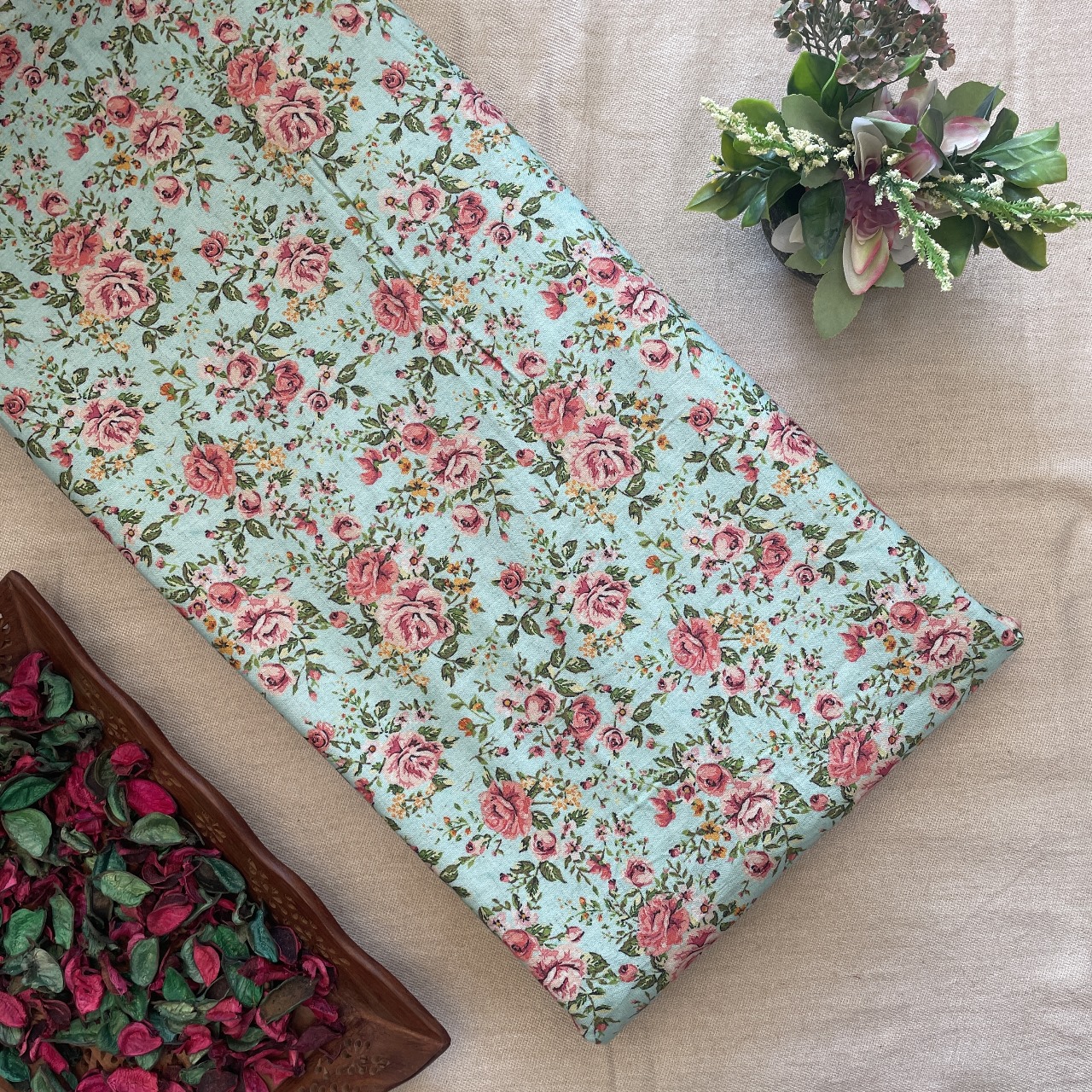 Khadi Cotton Printed Fabric - Floral