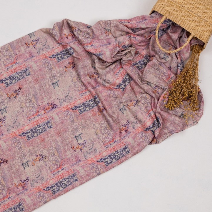 Khadi Cotton Printed Fabric – Floral – Magenta
